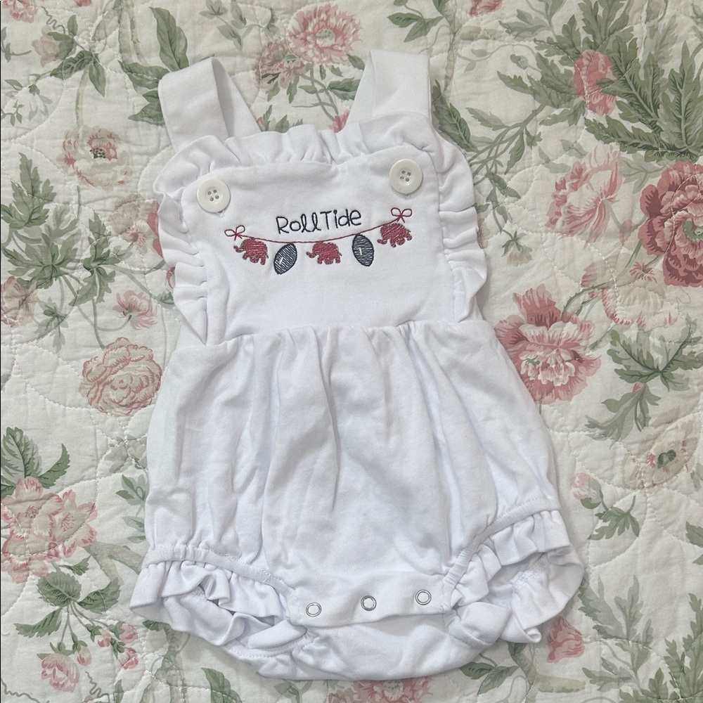 White Baby Romper with Embroidery